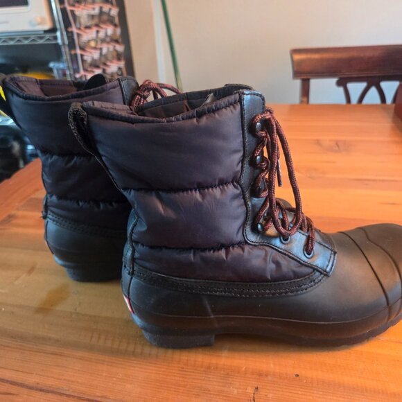 Hunter Original Short Quilted Boots Lace Nylon Puffer Rubber Black Sz 9 Winter - Picture 2 of 8